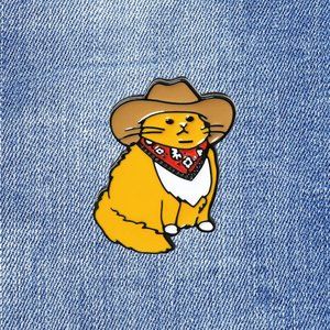 COPY - Cowboy Cat Enamel Pin - Orange Cat Lapel Pin